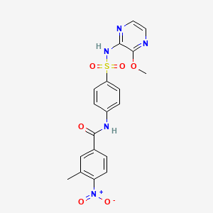molecular formula C19H17N5O6S B5221266 N-(4-{[(3-methoxy-2-pyrazinyl)amino]sulfonyl}phenyl)-3-methyl-4-nitrobenzamide 