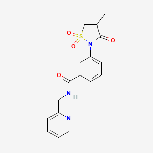 molecular formula C17H17N3O4S B5221299 3-(4-methyl-1,1-dioxido-3-oxo-2-isothiazolidinyl)-N-(2-pyridinylmethyl)benzamide 