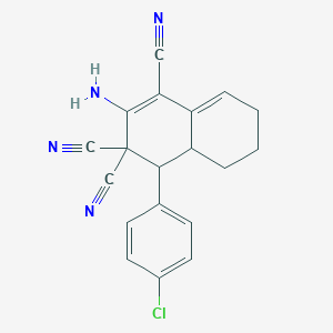 molecular formula C19H15ClN4 B5221305 2-amino-4-(4-chlorophenyl)-4a,5,6,7-tetrahydro-1,3,3(4H)-naphthalenetricarbonitrile 