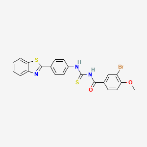 molecular formula C22H16BrN3O2S2 B5221344 N-({[4-(1,3-benzothiazol-2-yl)phenyl]amino}carbonothioyl)-3-bromo-4-methoxybenzamide 