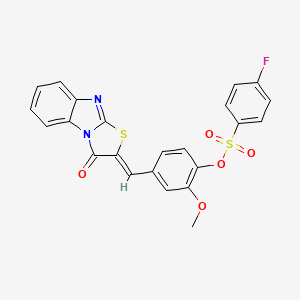 2-methoxy-4-[(3-oxo[1,3]thiazolo[3,2-a]benzimidazol-2(3H)-ylidene)methyl]phenyl 4-fluorobenzenesulfonate