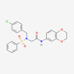 molecular formula C23H21ClN2O5S B5221433 N~2~-(4-chlorobenzyl)-N~1~-(2,3-dihydro-1,4-benzodioxin-6-yl)-N~2~-(phenylsulfonyl)glycinamide 