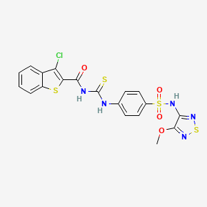 molecular formula C19H14ClN5O4S4 B5221489 3-chloro-N-{[(4-{[(4-methoxy-1,2,5-thiadiazol-3-yl)amino]sulfonyl}phenyl)amino]carbonothioyl}-1-benzothiophene-2-carboxamide 