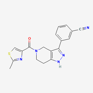 molecular formula C18H15N5OS B5221507 3-{5-[(2-methyl-1,3-thiazol-4-yl)carbonyl]-4,5,6,7-tetrahydro-1H-pyrazolo[4,3-c]pyridin-3-yl}benzonitrile 