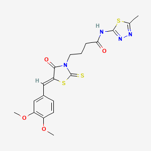 molecular formula C19H20N4O4S3 B5221519 4-[5-(3,4-dimethoxybenzylidene)-4-oxo-2-thioxo-1,3-thiazolidin-3-yl]-N-(5-methyl-1,3,4-thiadiazol-2-yl)butanamide 