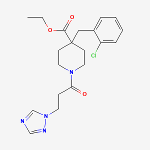 molecular formula C20H25ClN4O3 B5221543 ethyl 4-(2-chlorobenzyl)-1-[3-(1H-1,2,4-triazol-1-yl)propanoyl]-4-piperidinecarboxylate 