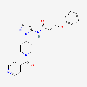 molecular formula C23H25N5O3 B5221557 N-[1-(1-isonicotinoyl-4-piperidinyl)-1H-pyrazol-5-yl]-3-phenoxypropanamide 