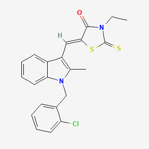 molecular formula C22H19ClN2OS2 B5221572 5-{[1-(2-chlorobenzyl)-2-methyl-1H-indol-3-yl]methylene}-3-ethyl-2-thioxo-1,3-thiazolidin-4-one 