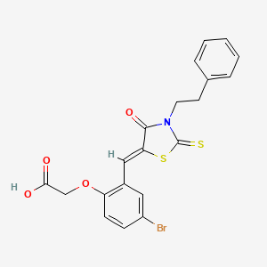 molecular formula C20H16BrNO4S2 B5221632 (4-bromo-2-{[4-oxo-3-(2-phenylethyl)-2-thioxo-1,3-thiazolidin-5-ylidene]methyl}phenoxy)acetic acid 