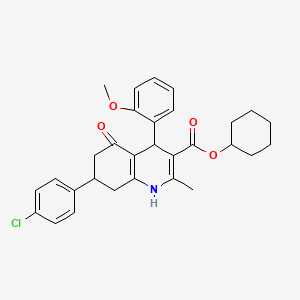 molecular formula C30H32ClNO4 B5221719 cyclohexyl 7-(4-chlorophenyl)-4-(2-methoxyphenyl)-2-methyl-5-oxo-1,4,5,6,7,8-hexahydro-3-quinolinecarboxylate 