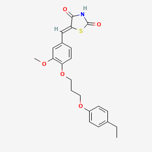 molecular formula C22H23NO5S B5221749 5-{4-[3-(4-ethylphenoxy)propoxy]-3-methoxybenzylidene}-1,3-thiazolidine-2,4-dione 