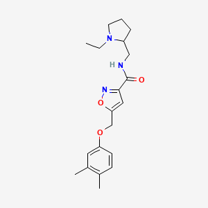 molecular formula C20H27N3O3 B5221766 5-[(3,4-dimethylphenoxy)methyl]-N-[(1-ethyl-2-pyrrolidinyl)methyl]-3-isoxazolecarboxamide 