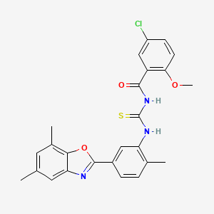 5-chloro-N-({[5-(5,7-dimethyl-1,3-benzoxazol-2-yl)-2-methylphenyl]amino}carbonothioyl)-2-methoxybenzamide