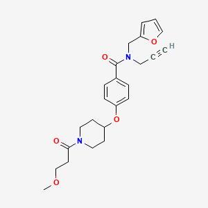 molecular formula C24H28N2O5 B5221818 N-(2-furylmethyl)-4-{[1-(3-methoxypropanoyl)-4-piperidinyl]oxy}-N-2-propyn-1-ylbenzamide 