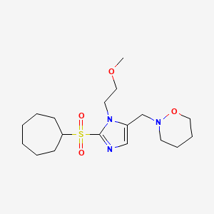 molecular formula C18H31N3O4S B5221839 2-{[2-(cycloheptylsulfonyl)-1-(2-methoxyethyl)-1H-imidazol-5-yl]methyl}-1,2-oxazinane 