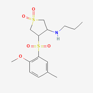 molecular formula C15H23NO5S2 B5221868 4-[(2-methoxy-5-methylphenyl)sulfonyl]-N-propyltetrahydro-3-thiophenamine 1,1-dioxide 