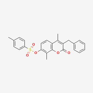 molecular formula C25H22O5S B5221884 3-benzyl-4,8-dimethyl-2-oxo-2H-chromen-7-yl 4-methylbenzenesulfonate 