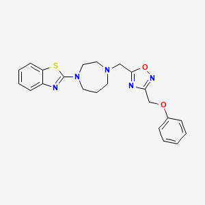 molecular formula C22H23N5O2S B5221903 2-(4-{[3-(phenoxymethyl)-1,2,4-oxadiazol-5-yl]methyl}-1,4-diazepan-1-yl)-1,3-benzothiazole 