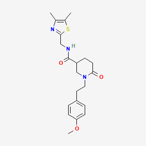 molecular formula C21H27N3O3S B5221928 N-[(4,5-dimethyl-1,3-thiazol-2-yl)methyl]-1-[2-(4-methoxyphenyl)ethyl]-6-oxo-3-piperidinecarboxamide 