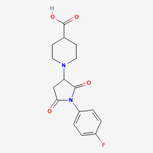 molecular formula C16H17FN2O4 B5221950 1-[1-(4-fluorophenyl)-2,5-dioxo-3-pyrrolidinyl]-4-piperidinecarboxylic acid 