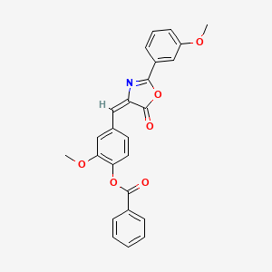 molecular formula C25H19NO6 B5221976 2-methoxy-4-{[2-(3-methoxyphenyl)-5-oxo-1,3-oxazol-4(5H)-ylidene]methyl}phenyl benzoate 
