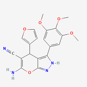 molecular formula C20H18N4O5 B5221978 6-amino-4-(3-furyl)-3-(3,4,5-trimethoxyphenyl)-1,4-dihydropyrano[2,3-c]pyrazole-5-carbonitrile 
