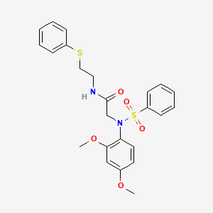 molecular formula C24H26N2O5S2 B5222015 N~2~-(2,4-dimethoxyphenyl)-N~2~-(phenylsulfonyl)-N~1~-[2-(phenylthio)ethyl]glycinamide 