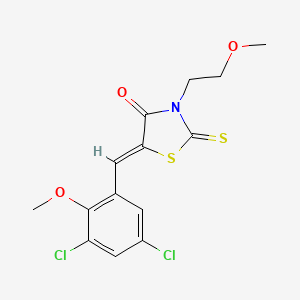 molecular formula C14H13Cl2NO3S2 B5222020 5-(3,5-dichloro-2-methoxybenzylidene)-3-(2-methoxyethyl)-2-thioxo-1,3-thiazolidin-4-one 