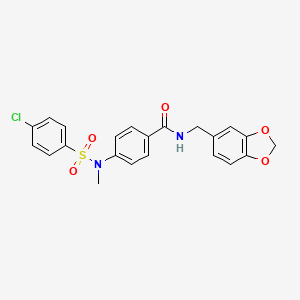 molecular formula C22H19ClN2O5S B5222037 N-(1,3-benzodioxol-5-ylmethyl)-4-[[(4-chlorophenyl)sulfonyl](methyl)amino]benzamide 