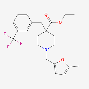 molecular formula C22H26F3NO3 B5222041 ethyl 1-[(5-methyl-2-furyl)methyl]-4-[3-(trifluoromethyl)benzyl]-4-piperidinecarboxylate 