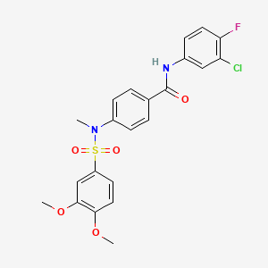 molecular formula C22H20ClFN2O5S B5222053 N-(3-chloro-4-fluorophenyl)-4-[[(3,4-dimethoxyphenyl)sulfonyl](methyl)amino]benzamide 