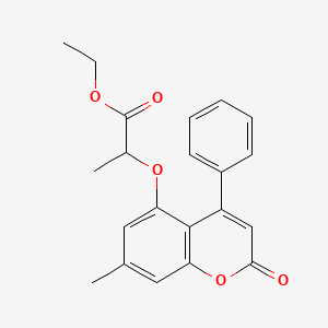 molecular formula C21H20O5 B5222083 ethyl 2-[(7-methyl-2-oxo-4-phenyl-2H-chromen-5-yl)oxy]propanoate 