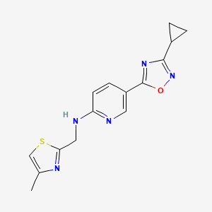 molecular formula C15H15N5OS B5222090 5-(3-cyclopropyl-1,2,4-oxadiazol-5-yl)-N-[(4-methyl-1,3-thiazol-2-yl)methyl]-2-pyridinamine 
