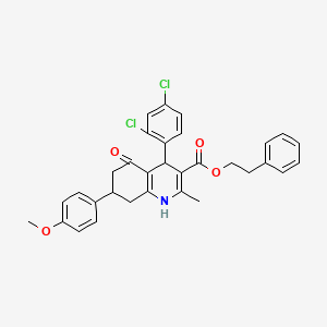 2-phenylethyl 4-(2,4-dichlorophenyl)-7-(4-methoxyphenyl)-2-methyl-5-oxo-1,4,5,6,7,8-hexahydro-3-quinolinecarboxylate