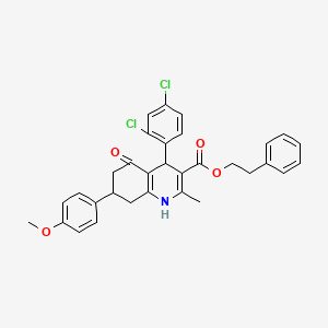 molecular formula C32H29Cl2NO4 B5222100 2-phenylethyl 4-(2,4-dichlorophenyl)-7-(4-methoxyphenyl)-2-methyl-5-oxo-1,4,5,6,7,8-hexahydro-3-quinolinecarboxylate 