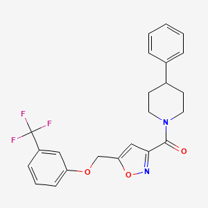 molecular formula C23H21F3N2O3 B5222111 4-phenyl-1-[(5-{[3-(trifluoromethyl)phenoxy]methyl}-3-isoxazolyl)carbonyl]piperidine 