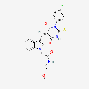 molecular formula C24H21ClN4O4S B5222113 2-(3-{[1-(4-chlorophenyl)-4,6-dioxo-2-thioxotetrahydro-5(2H)-pyrimidinylidene]methyl}-1H-indol-1-yl)-N-(2-methoxyethyl)acetamide 