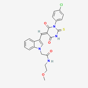 2-(3-{[1-(4-chlorophenyl)-4,6-dioxo-2-thioxotetrahydro-5(2H)-pyrimidinylidene]methyl}-1H-indol-1-yl)-N-(2-methoxyethyl)acetamide