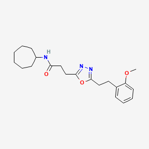 molecular formula C21H29N3O3 B5222119 N-cycloheptyl-3-{5-[2-(2-methoxyphenyl)ethyl]-1,3,4-oxadiazol-2-yl}propanamide 