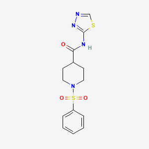 molecular formula C14H16N4O3S2 B5222124 1-(phenylsulfonyl)-N-1,3,4-thiadiazol-2-yl-4-piperidinecarboxamide 