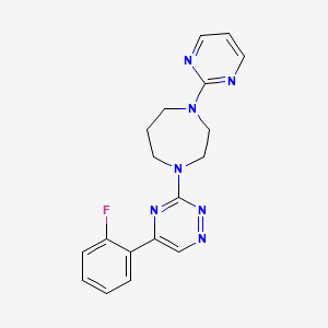 molecular formula C18H18FN7 B5222158 1-[5-(2-fluorophenyl)-1,2,4-triazin-3-yl]-4-(2-pyrimidinyl)-1,4-diazepane 