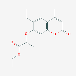 molecular formula C17H20O5 B5222208 ethyl 2-[(6-ethyl-4-methyl-2-oxo-2H-chromen-7-yl)oxy]propanoate 