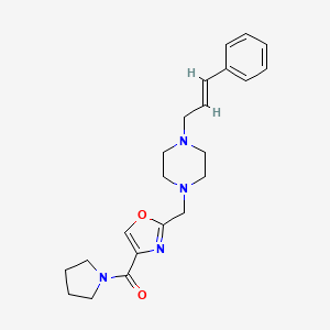 molecular formula C22H28N4O2 B5222258 1-[(2E)-3-phenyl-2-propen-1-yl]-4-{[4-(1-pyrrolidinylcarbonyl)-1,3-oxazol-2-yl]methyl}piperazine 