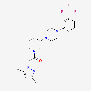 molecular formula C23H30F3N5O B5222295 1-{1-[(3,5-dimethyl-1H-pyrazol-1-yl)acetyl]-3-piperidinyl}-4-[3-(trifluoromethyl)phenyl]piperazine 