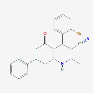 molecular formula C23H19BrN2O B5222302 4-(2-bromophenyl)-2-methyl-5-oxo-7-phenyl-1,4,5,6,7,8-hexahydro-3-quinolinecarbonitrile 