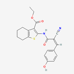 ethyl 2-{[2-cyano-3-(4-hydroxyphenyl)acryloyl]amino}-4,5,6,7-tetrahydro-1-benzothiophene-3-carboxylate