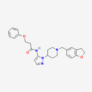 molecular formula C26H30N4O3 B5222431 N-{1-[1-(2,3-dihydro-1-benzofuran-5-ylmethyl)-4-piperidinyl]-1H-pyrazol-5-yl}-3-phenoxypropanamide 