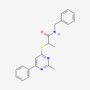 N-benzyl-2-[(2-methyl-6-phenyl-4-pyrimidinyl)thio]propanamide