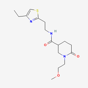 molecular formula C16H25N3O3S B5222518 N-[2-(4-ethyl-1,3-thiazol-2-yl)ethyl]-1-(2-methoxyethyl)-6-oxo-3-piperidinecarboxamide 