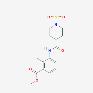 molecular formula C16H22N2O5S B5222525 methyl 2-methyl-3-({[1-(methylsulfonyl)-4-piperidinyl]carbonyl}amino)benzoate 